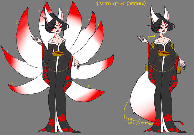 Yokai - 9 Tailed Fox Character Design (2022)